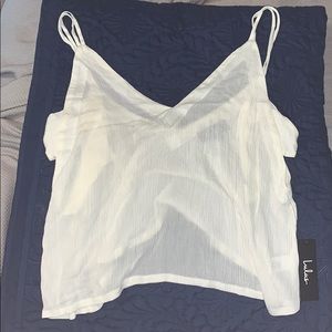White crop top sheer tank top